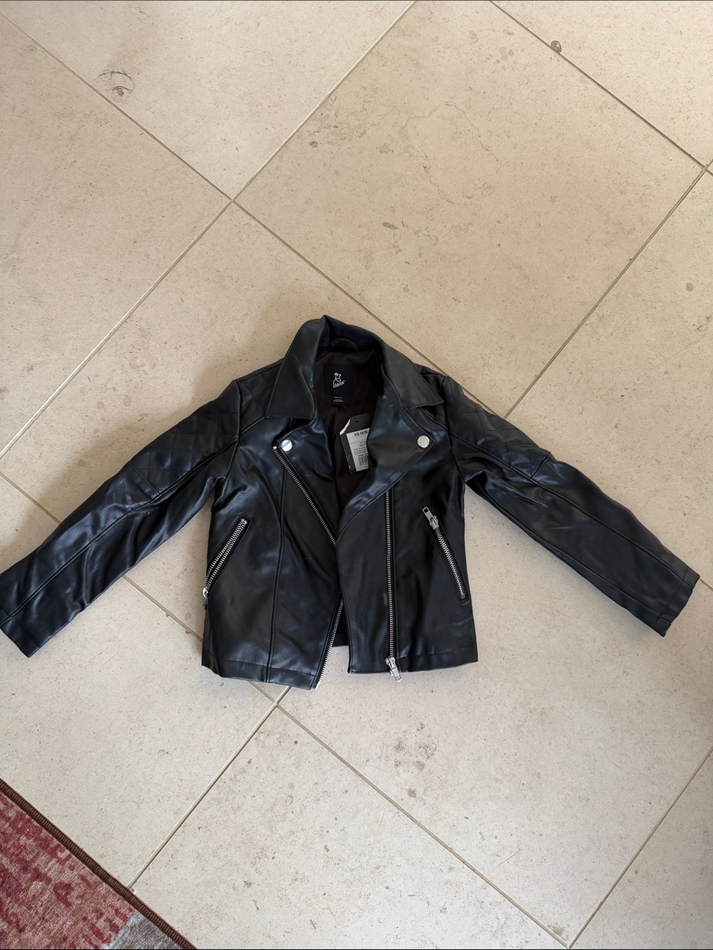 art class Black Faux Leather Moto Jacket for Kids